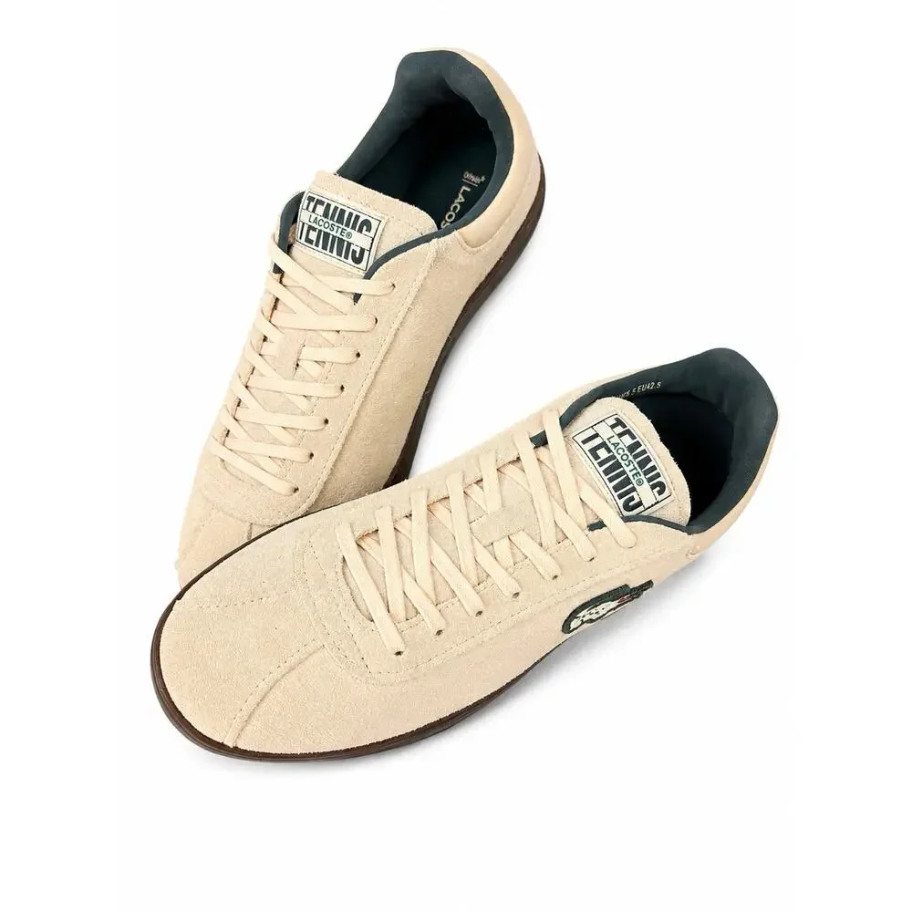 Lacoste Baseshot 125 3 SMA Men’s 9.5 Beige Suede Sneakers Gum Sole 749SMA0060AOT
